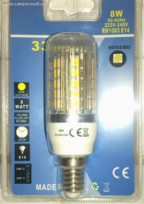 camper Illuminazione LED  Lampada E14 - 33 led grandi - Luce Calda - 8W